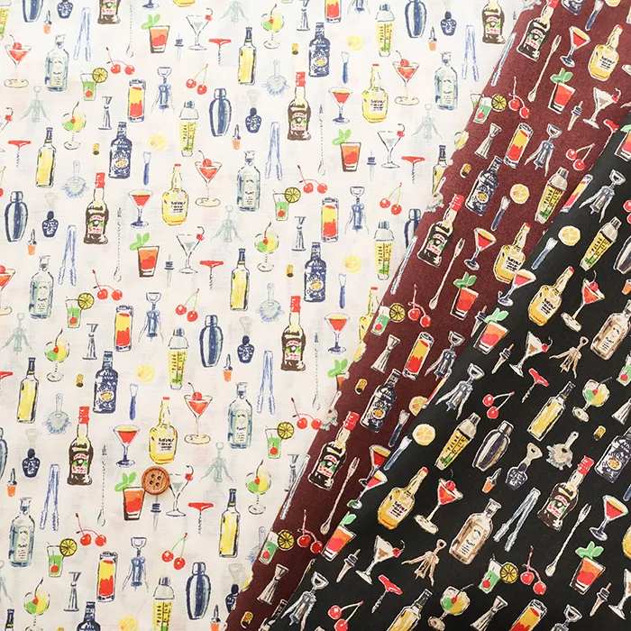 コットン60ローンプリント生地　Liquor