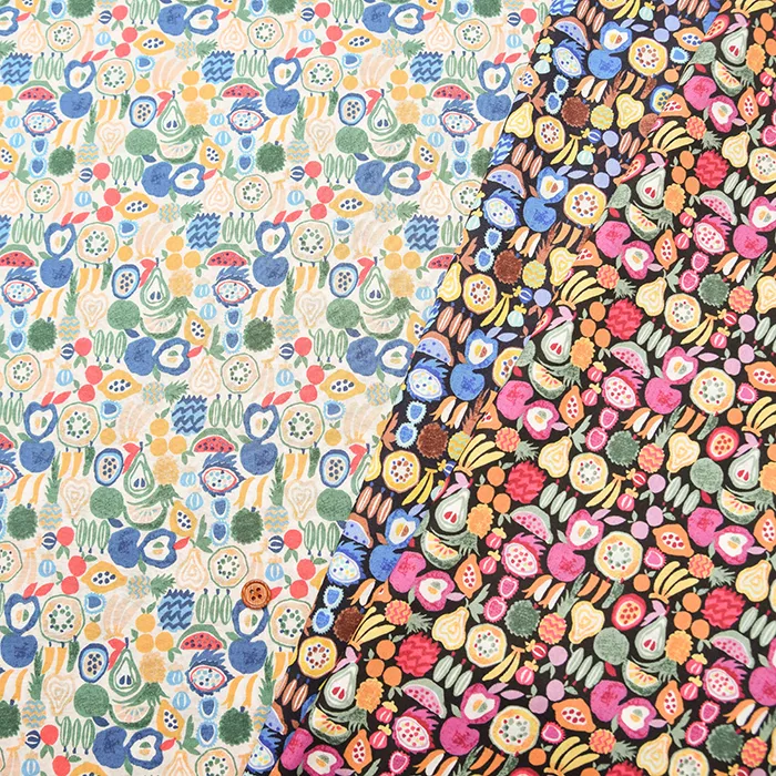 コットン60ローンプリント生地　プチフルーツ