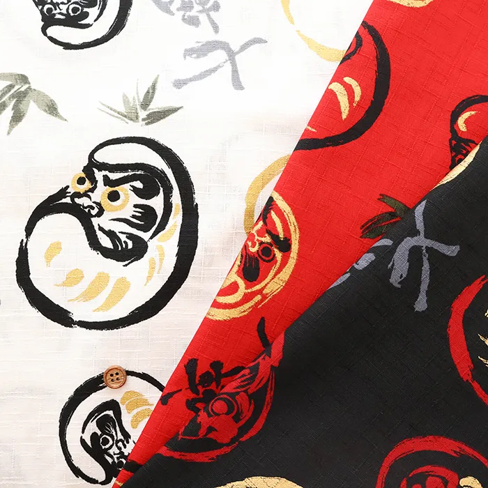 コットンドビープリント生地　和柄　だるま