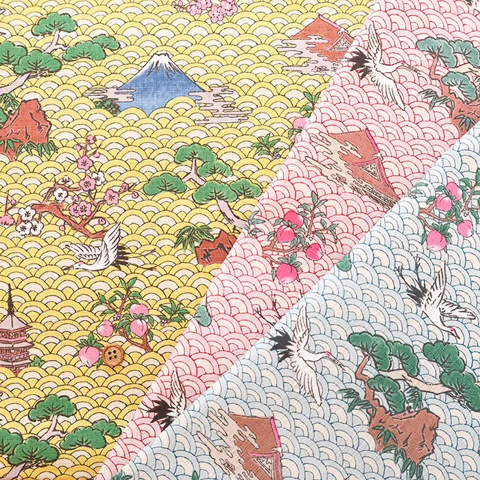 コットンドビープリント生地　和柄　和調アート