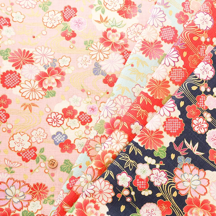 コットンドビープリント生地　流線華