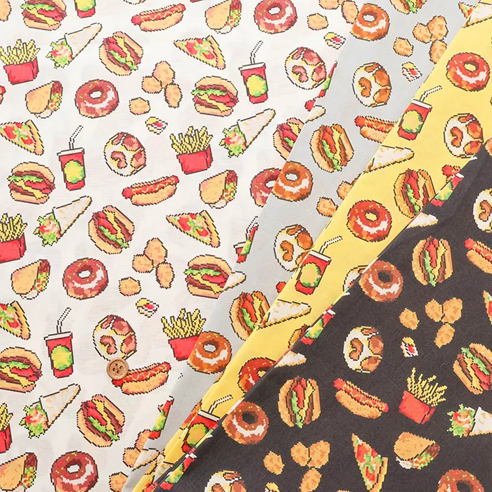 コットン60ローンプリント生地　ファーストフード