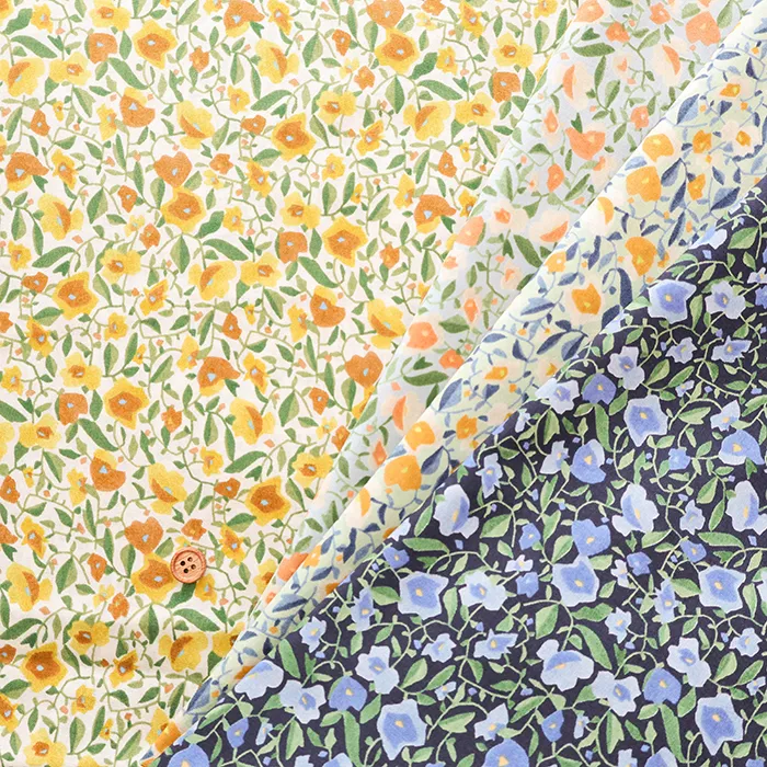 コットン60ローンプリント生地　水彩フラワー