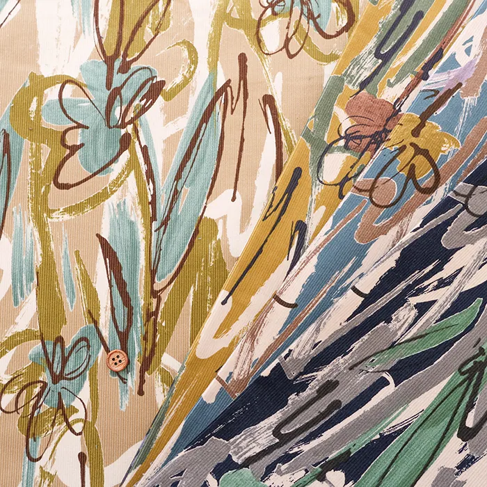 コットン細コールプリント生地　アートフラワー