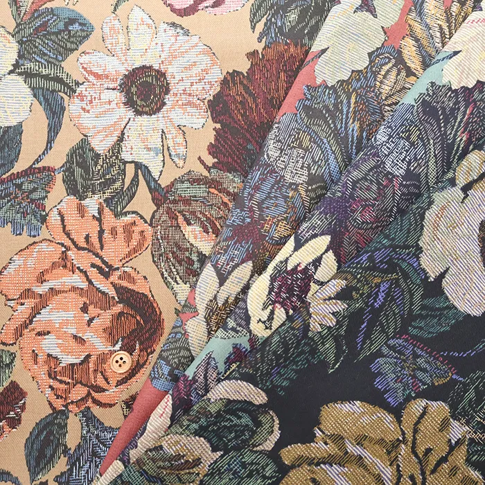 コットン30ビエラプリント生地　ゴブラン風フラワー