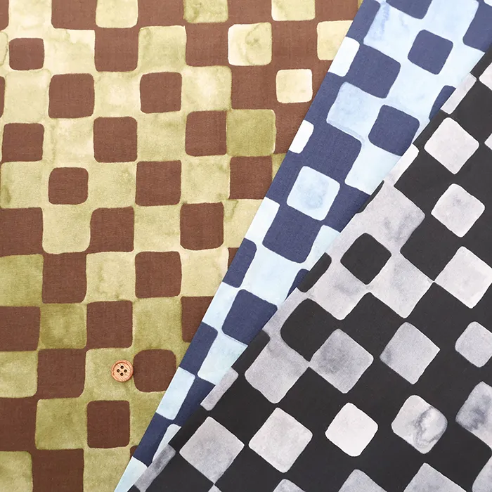 コットン60ローンプリント生地　チェッカー