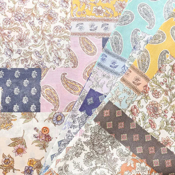 コットン80シフォンボイルプリント生地　パッチワーク