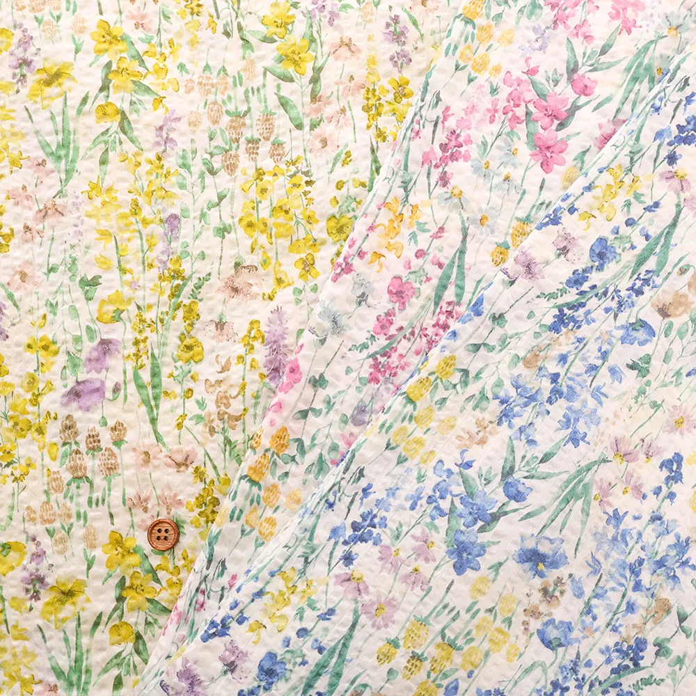 コットン80ローンミラクルウェーブプリント生地　フラワー