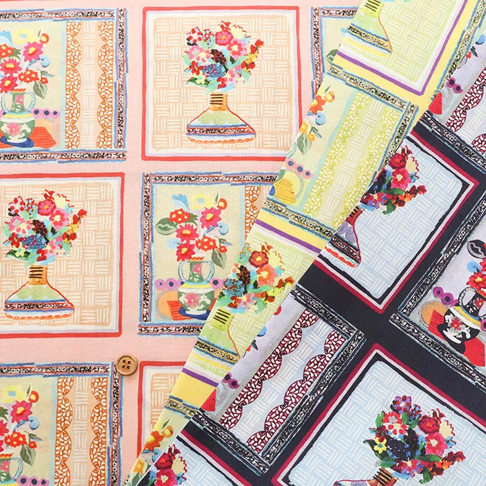 コットンインクジェットプリント生地　インテリアフラワー