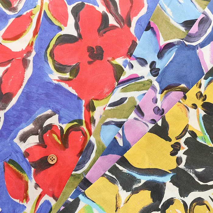 コットンインクジェットプリント生地　フラワー