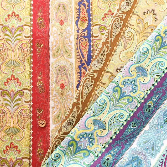 コットン60ローン生地　ストライプペイズリー