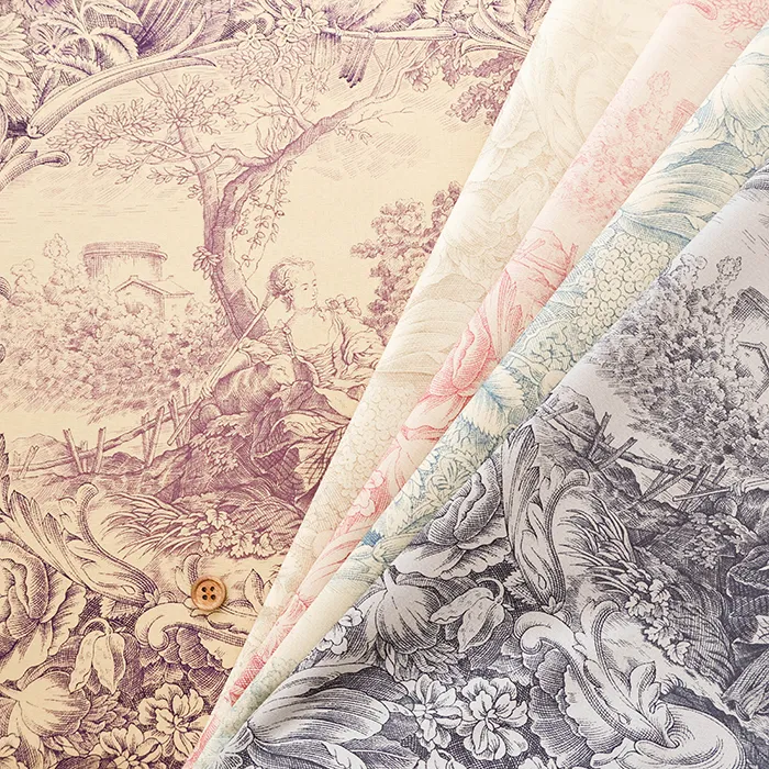 コットンシャーティングクラシカルプリント生地　トワルドジュイ