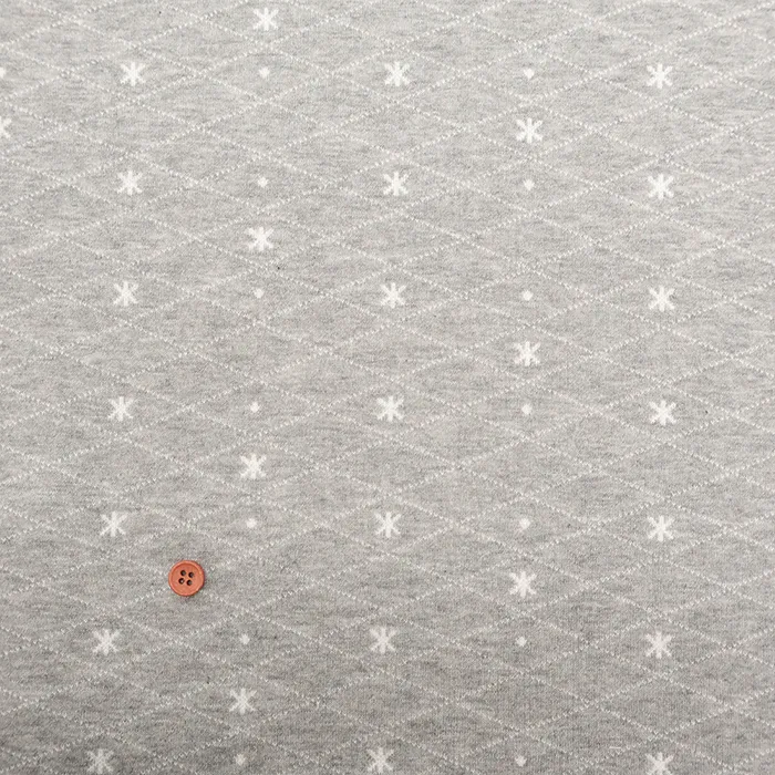 コットンニットジャガードキルト生地　スノー