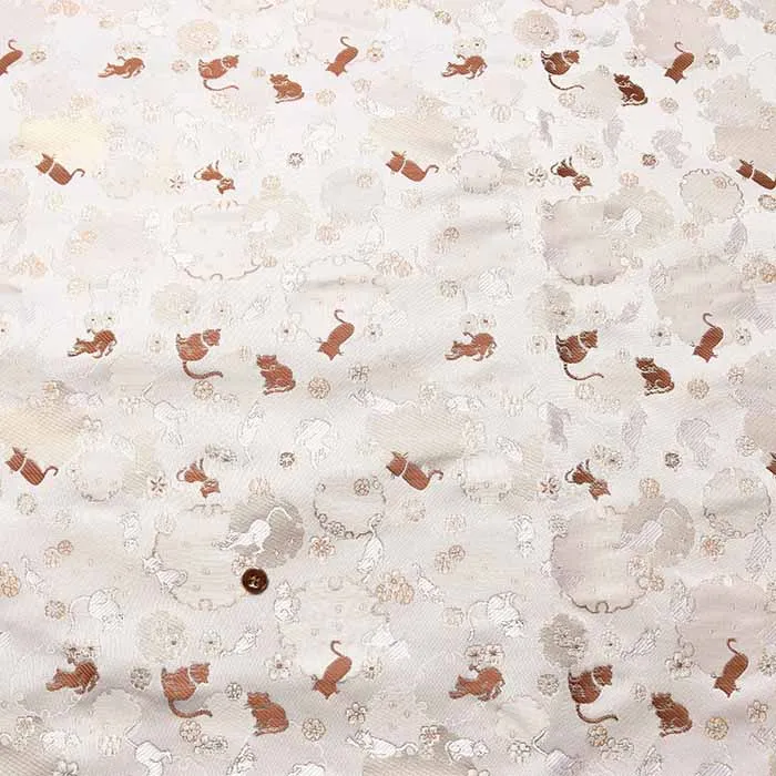 金襴　ネコ雪輪