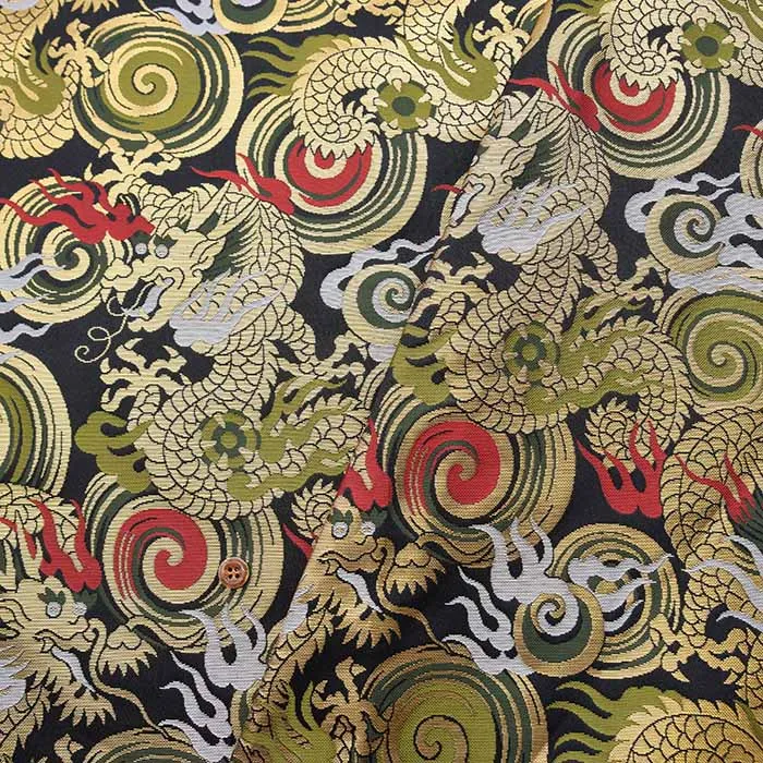 金襴　龍に渦巻き