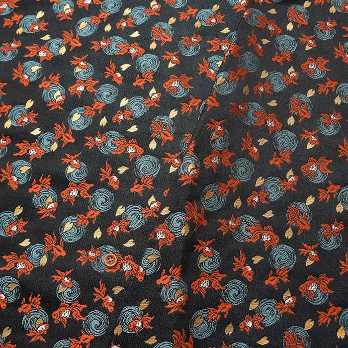 金襴　金魚と波紋