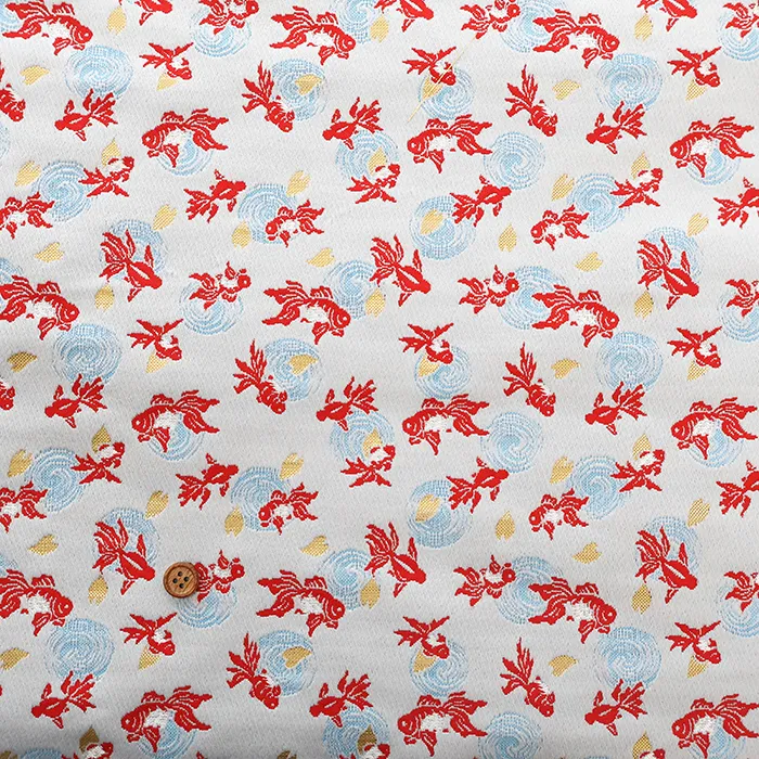 金襴　金魚と波紋