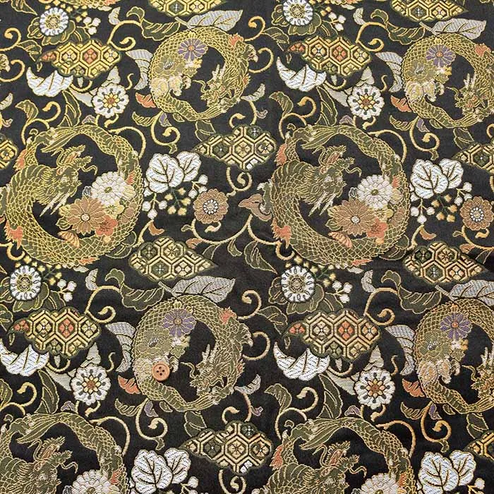 金襴　龍と亀甲