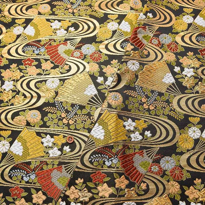 金襴　扇流水模様