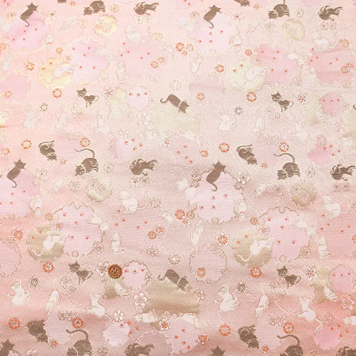 金襴　ネコ雪輪