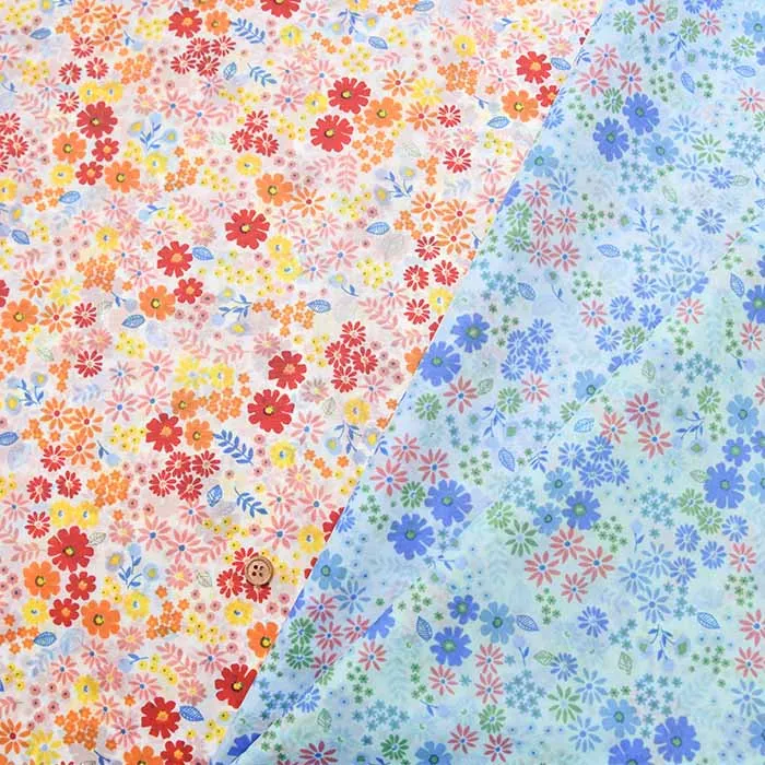 撥水加工190本ナイロンタフタプリント生地　フラワー(2-051-iw-3700)