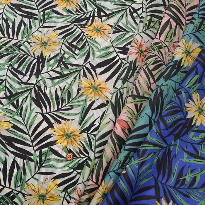 撥水加工　190本ナイロンタフタプリント生地　リゾート(2-051-iw-3710)