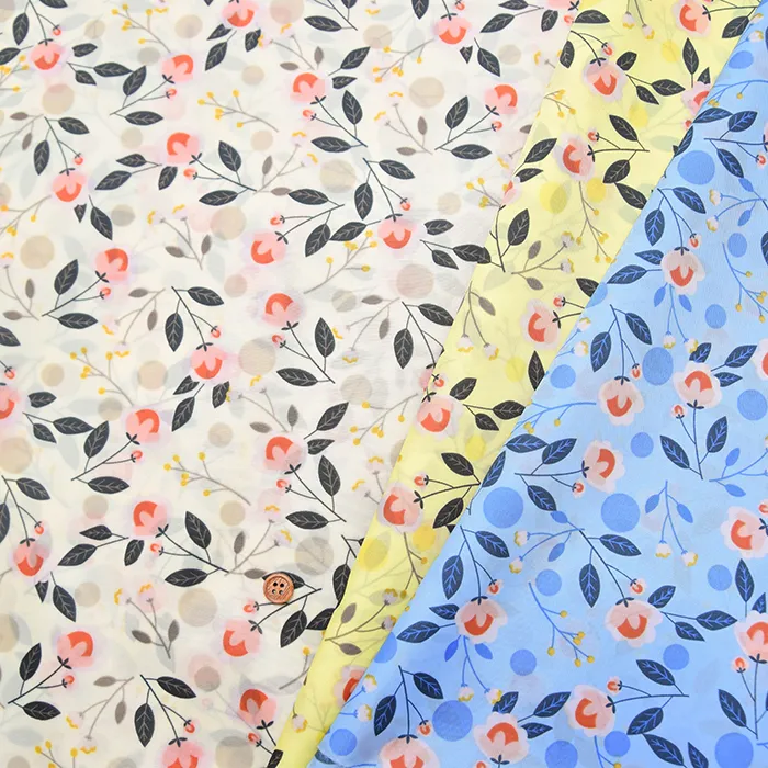 撥水加工　190本ナイロンタフタプリント生地　フラワー(2-051-iw3730)