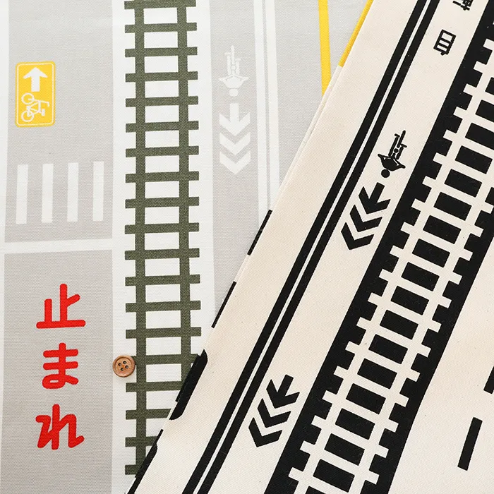 コットンオックスプリント生地　道路