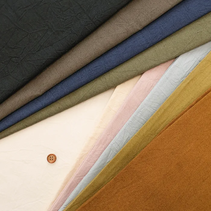 ハンドワッシャー加工　コットンヴィンテージオックス荒波生地　無地