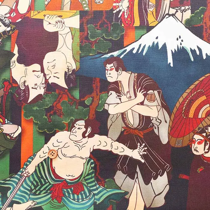 中国製　コットンシーチングインクジェットプリント　かぶき