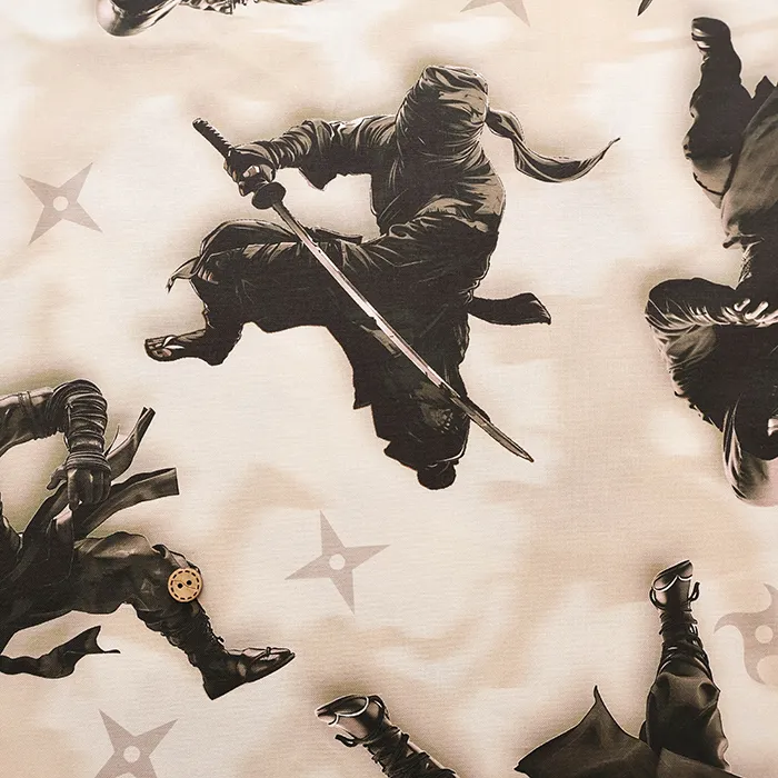 中国製　コットンシーチングインクジェットプリント生地　忍者