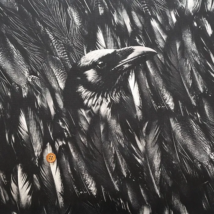 中国製　コットンシーチングインクジェットプリント生地　Crow
