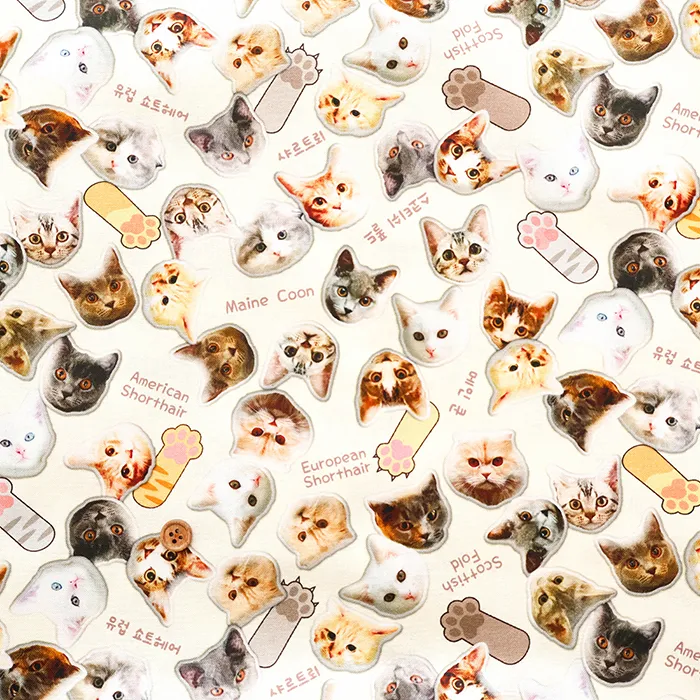 中国製　コットンインクジェットプリント生地　シャカにゃん