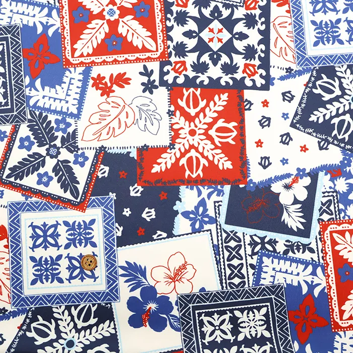 中国製　ポリエステルインクジェットニットプリント生地　MLT×COSMO　ハワイアン