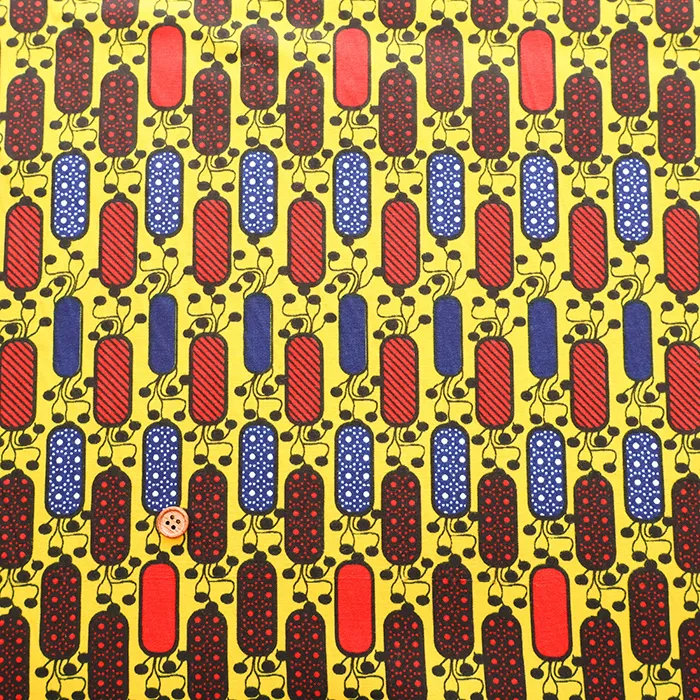 インド製　ワックス加工　T/Cプリント生地　アフリカン