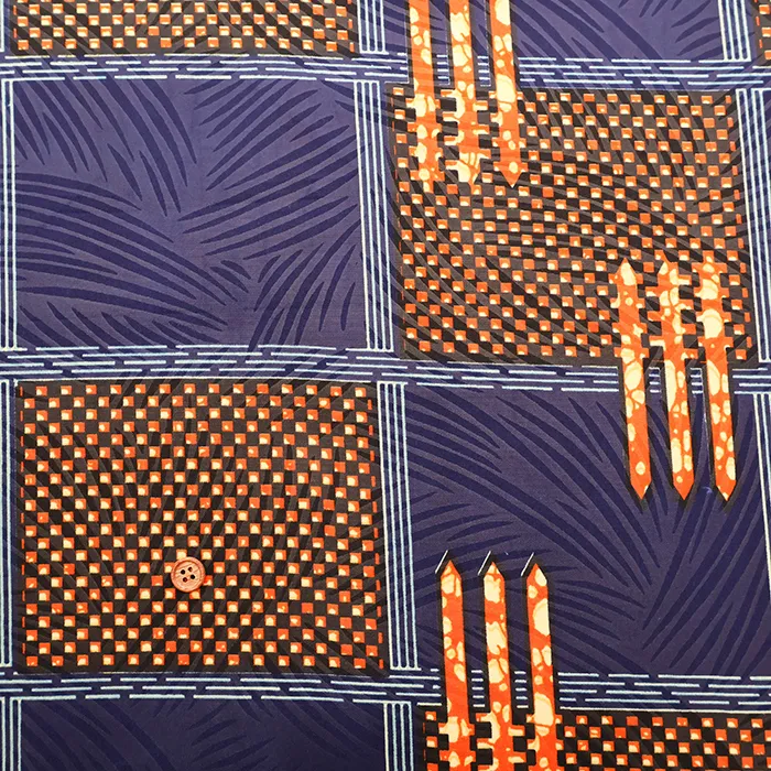 インド製　ワックス加工　T/Cプリント生地　アフリカン