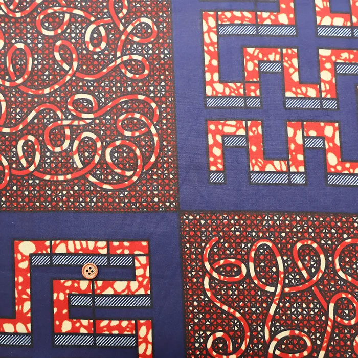 インド製　ワックス加工　T/Cプリント生地　アフリカン