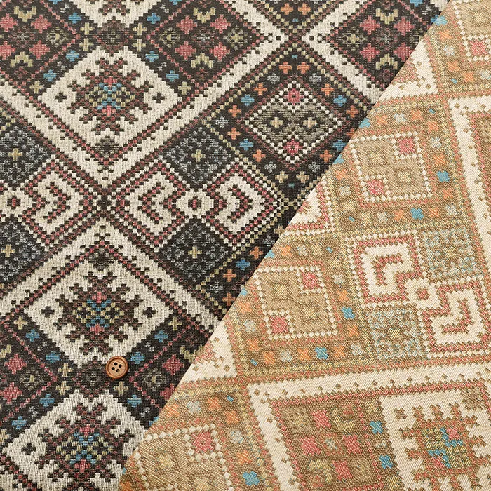 中国製　合皮　ゴブラン風プリント生地