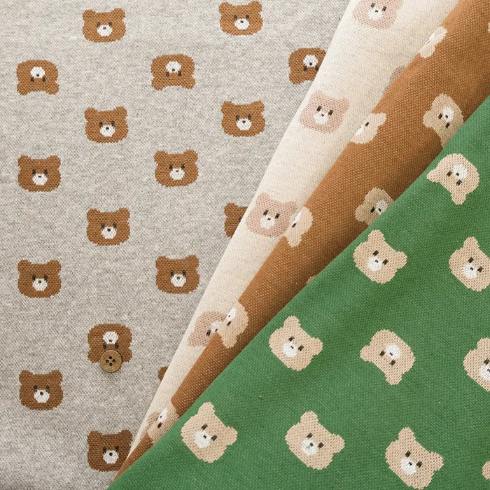 コットンニットジャガード生地　クマ