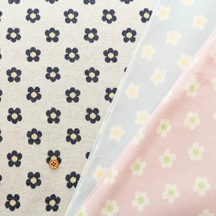 コットンニットジャガード生地　フラワー