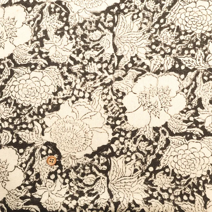 インド製　ブラッシング加工　C/Lシーチングブロックプリント生地