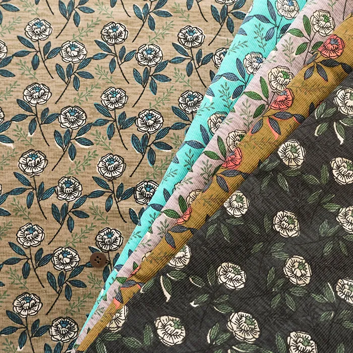 コットンシャツコールプリント生地　抜染加工　エスニック