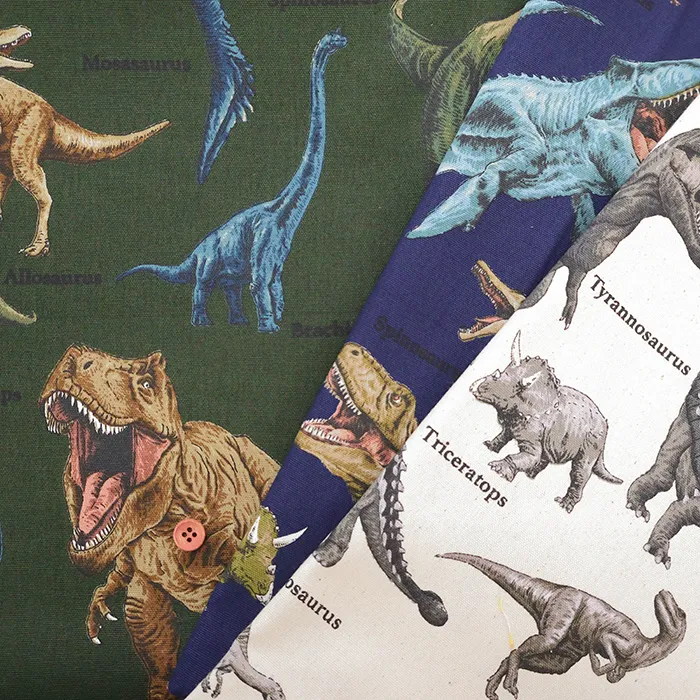 コットンオックスプリント生地　きょうりゅう