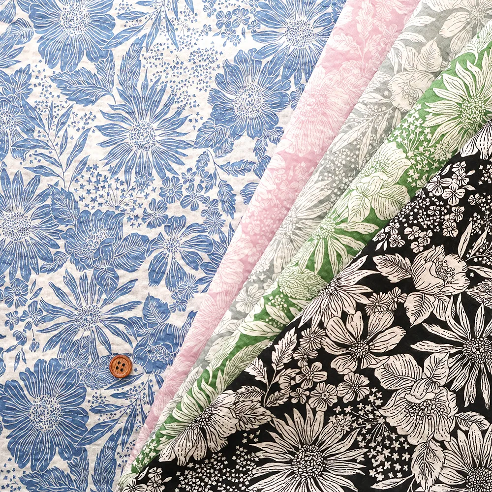 コットン80ローンリップルプリント生地　フラワー