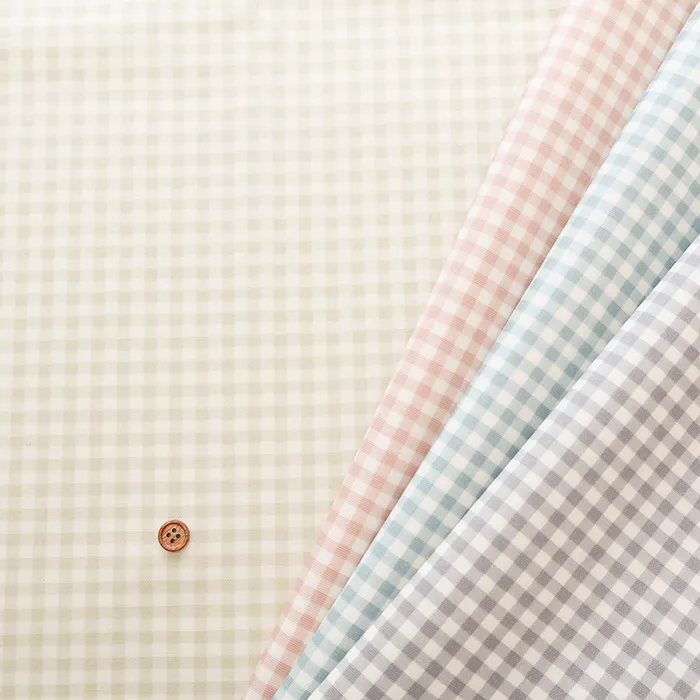 コットンオックスプリントラミネート生地＜つや無し＞　ギンガム