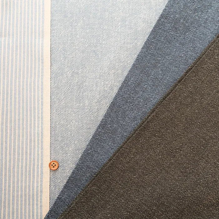 コットンオックスプリント生地　デニム調リバーストライプ