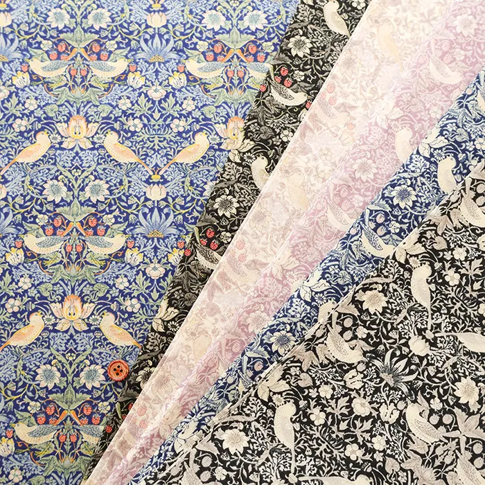 コットン80ローンプリント生地　V&A William Morris　Strawberry Thief