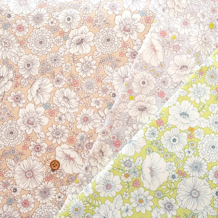 コットンオックスラミネート生地　フラワー