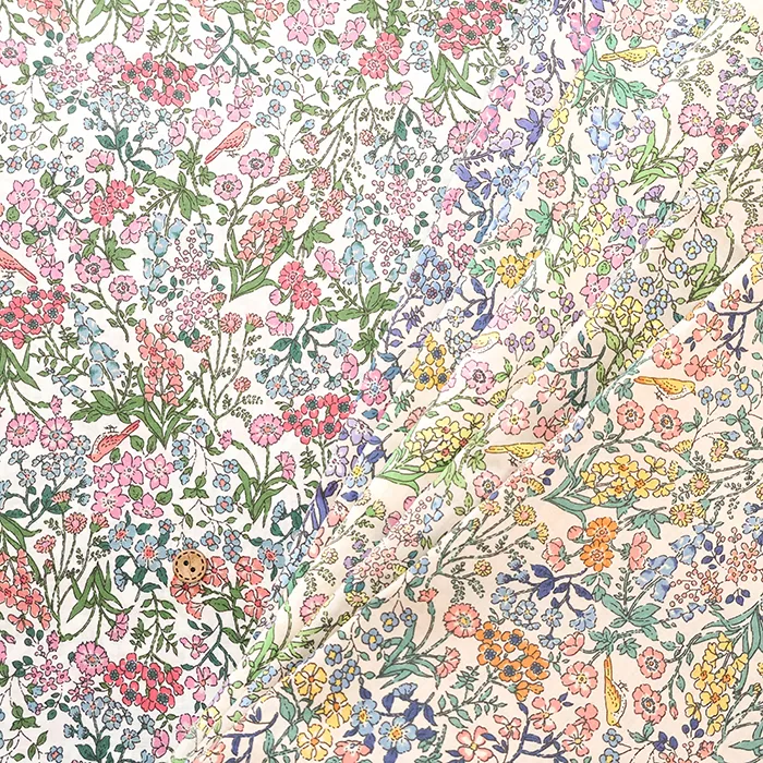 コットン高密度80ローンプリント生地　フラワー