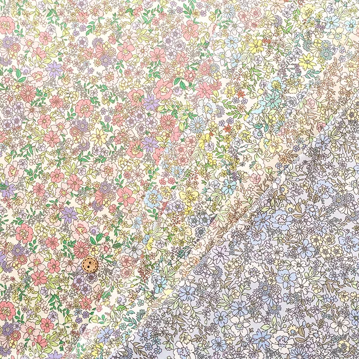 コットン高密度80ローンプリント生地　フラワー